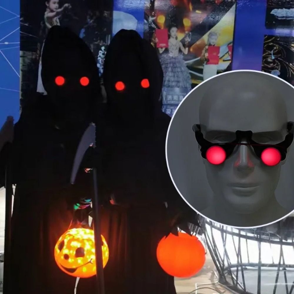 Glow In The Dark Party Glasses - E9 Halloweenowe okulary z czerwonymi oczami,