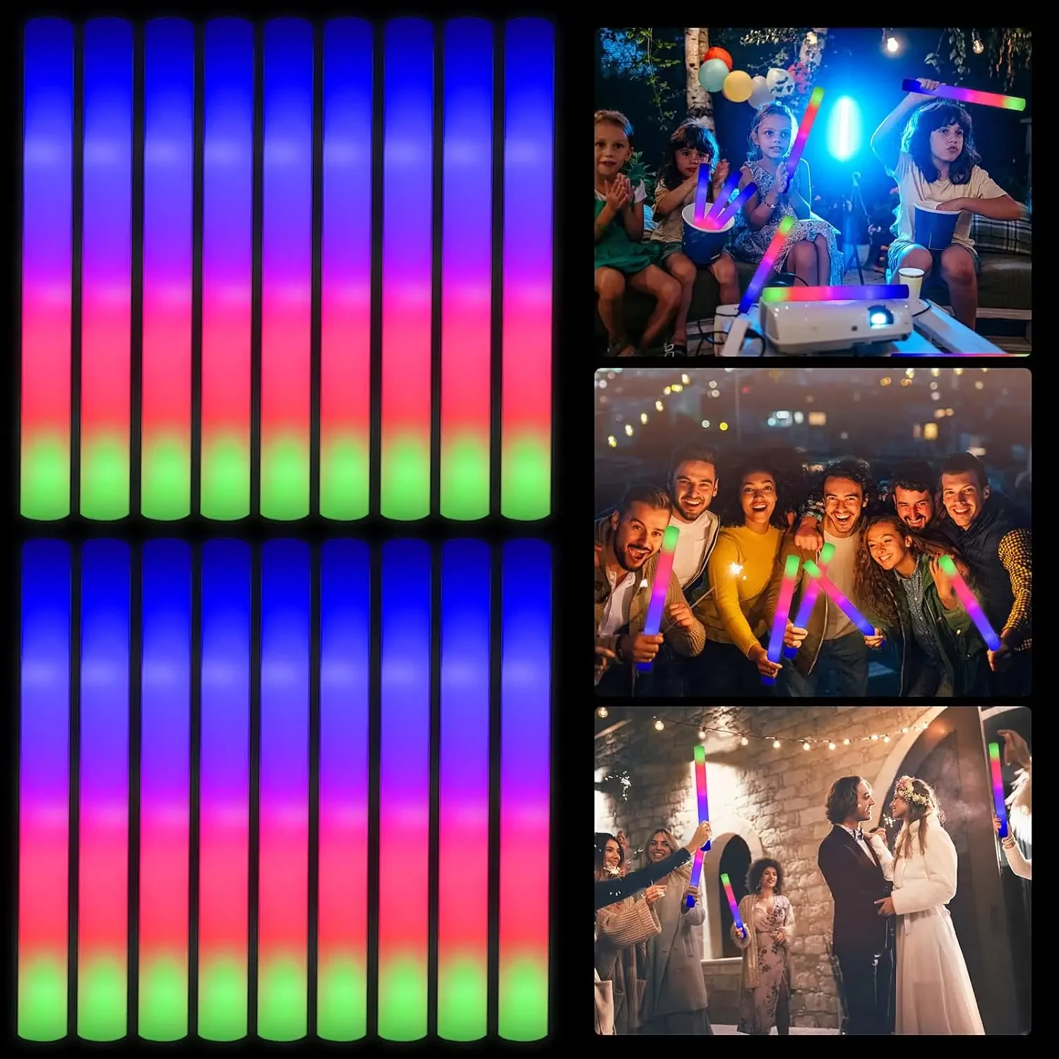 Flashing Led Foam Sticks Party - 50 sztuk świecących pałeczek LED z