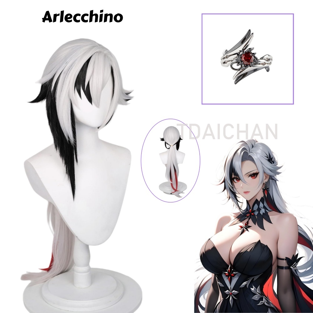 Anime Cosplay Wig Heat Resistant - Peruka do cosplayu Arlecchino z Genshin