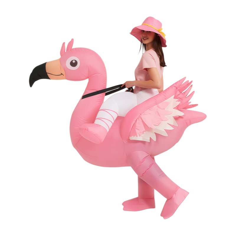 Costumes - Różowy kostium dmuchany w kształcie flaminga,