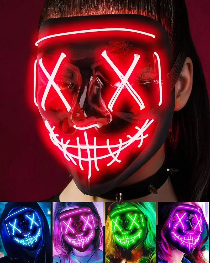 Led Purge Mask Halloween - Bezprzewodowa maska barowa festiwal muzyczny neonowa