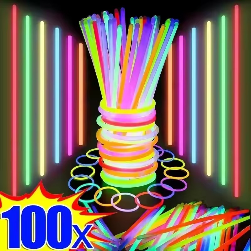 Glow In The Dark Party Glasses - 50/100 szt. Fluorescencyjne pałeczki imprezowe, wielokolorowe