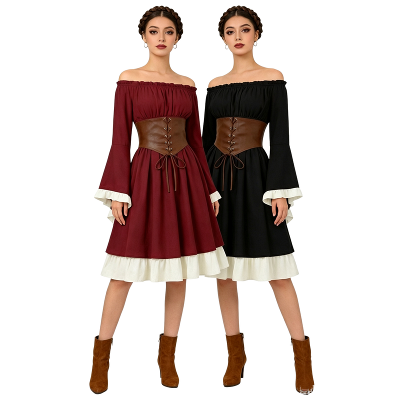 Sukienka midi w stylu renesans – Medieval Renaissance Dress Women recenzja i cena